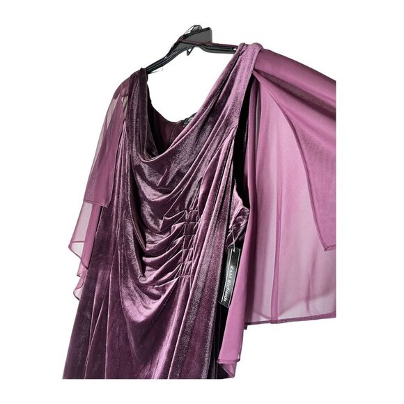 R&M Richards Womens Red Wine Velvet Chiffon Drape Capelet Plus Sz 20W Dress New - Picture 5 of 8